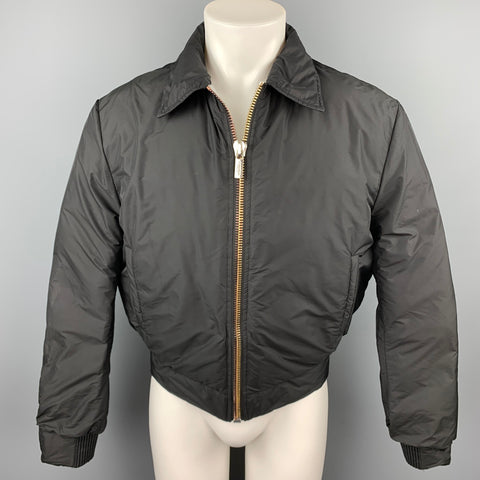 CALVIN KLEIN COLLECTION Size 38 Black Polyamide Silver Quilted Lining Zip Up Jacket
