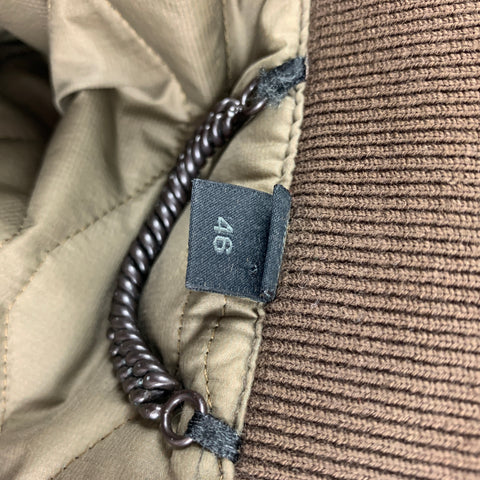 BURBERRY PRORSUM 2013 Size S Taupe & Brown Nylon Bomber Jacket