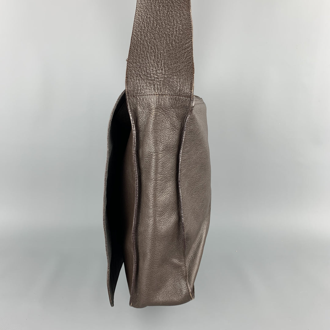 JEAN PAUL GAULTIER Brown Leather Embossed Bull Piercing Shoulder Bag