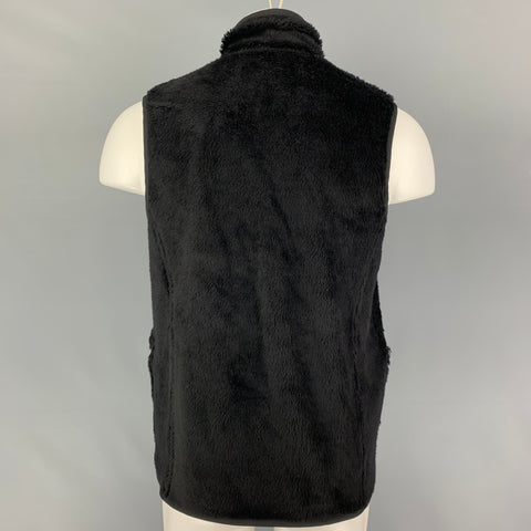 VISVIM Chaleco boa reversible con botones de lana texturizada negra talla M