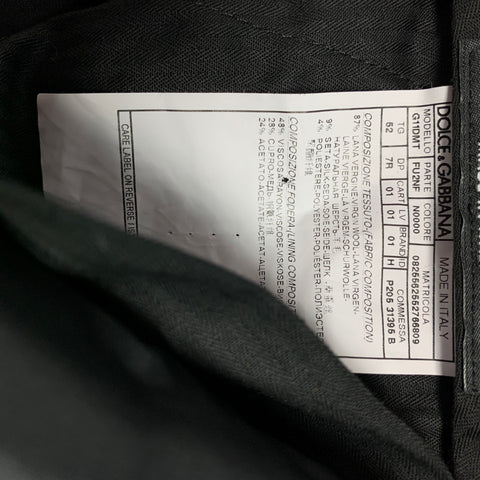 DOLCE & GABBANA Size 36 Black Wool Blend Tuxedo Dress Pants