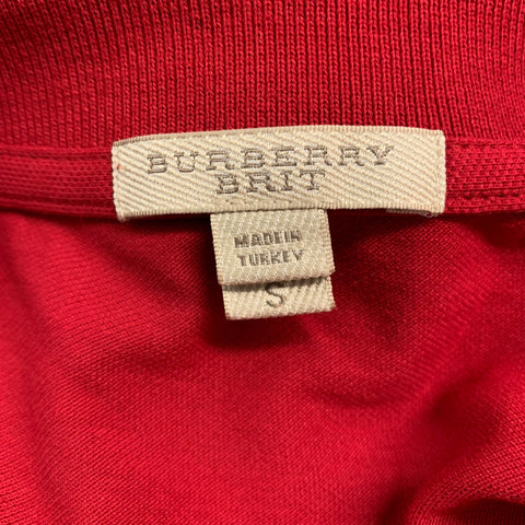 BURBERRY BRIT Size S Red Cotton Elastane Contrast trim Short Sleeve Casual Top