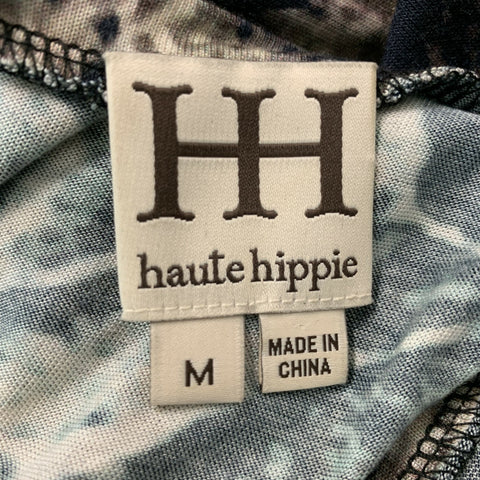HAUTE HIPPIE Size M Black & Beige Modal Marbled Dress