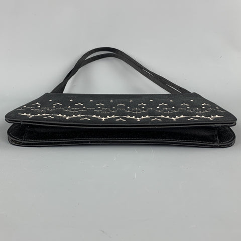 ANYA HINDMARCH Black Embroidered Satin Evening Mini Handbag
