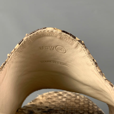 WMV. Size 8 Taupe Beige Phyton Skin Wedge Sandals