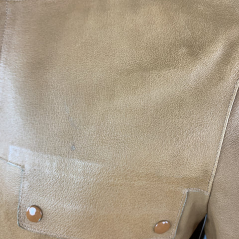 MIU MIU Size S Tan Textured Leather High Collar FLap Pocket Jacket
