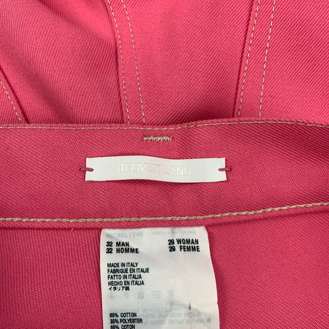 HELMUT LANG Size 32 Pink Contrast Stitch Cotton Polyester Button Fly Jeans