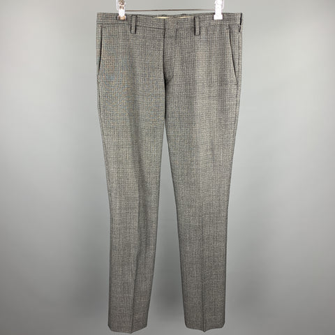 PAUL SMITH Size 32 Gray Grid Wool Zip Fly Casual Pants