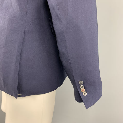 PAUL SMITH Size 40 Navy Wool / Viscose Blend Notch Lapel Upside Down Sport Coat