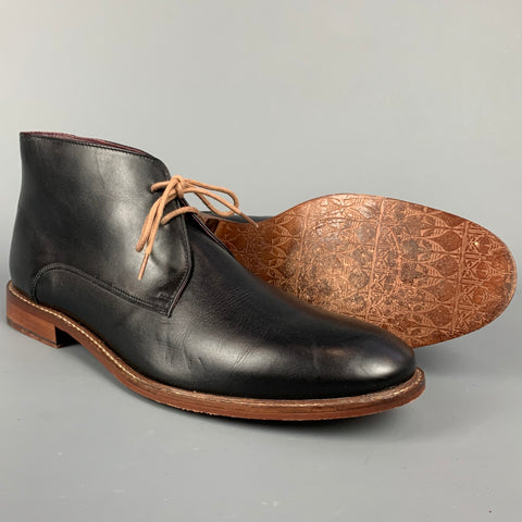 TED BAKER Taille 12 Bottes Chukka à lacets en cuir noir
