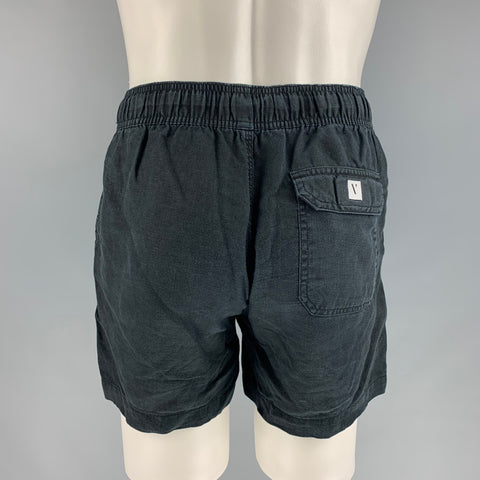 VENROY Taille S Short en lin noir avec cordon de serrage