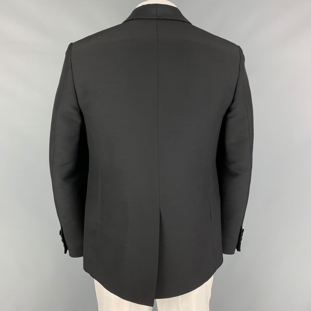 BALLY Size 42 Black Wool Silk Shawl Collar Sport Coat