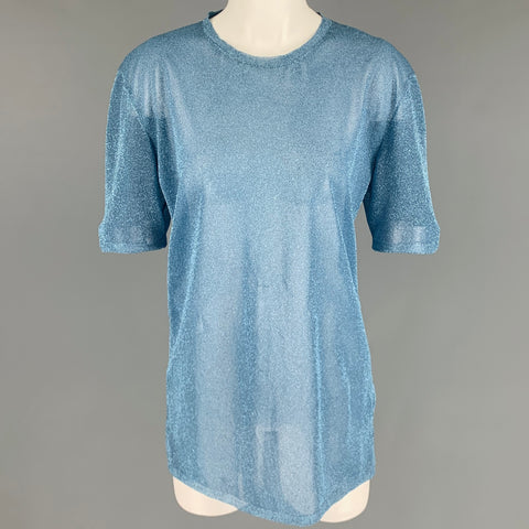 GUCCI Size S Blue Polyamide Blend Metallic Back Zip T-Shirt