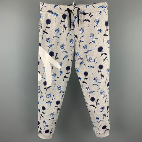 KENZO Size L Grey Floral Cotton Casual Sweatpants