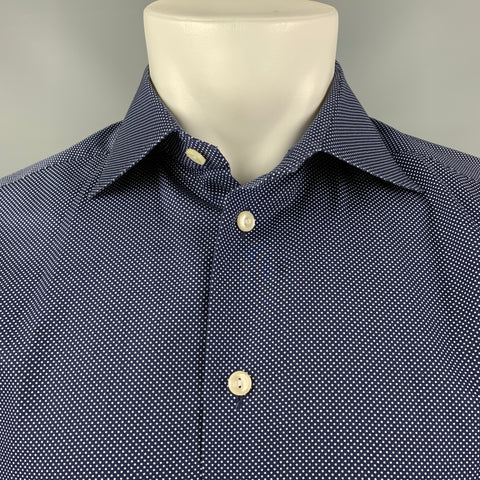 ETON Taille M Chemise à manches longues boutonnée à pois bleu marine et blanc