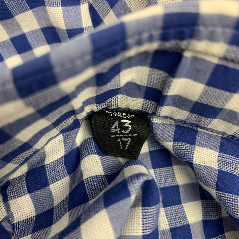 TOM FORD Size XL Blue & White Checkered Cotton Button Up Long Sleeve Shirt