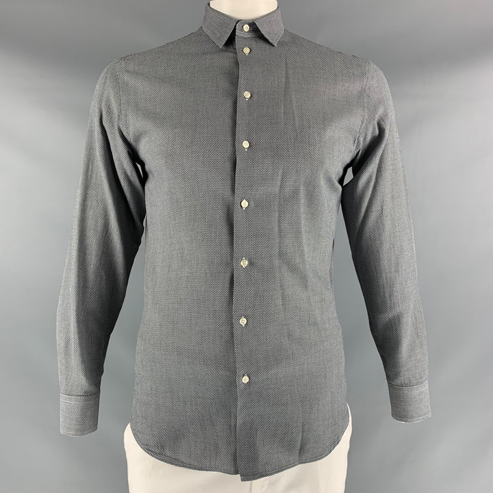 EMPORIO ARMANI Size L Black & White Cotton Button Down Long Sleeve Shirt