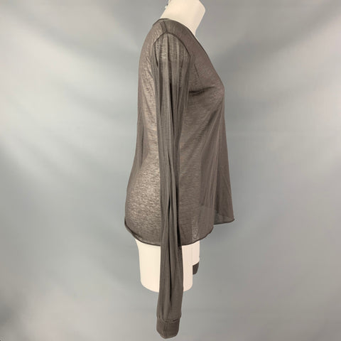 RICK OWENS Distulator 2006 Brown Viscose Silk Long Sleeve  T-Shirt