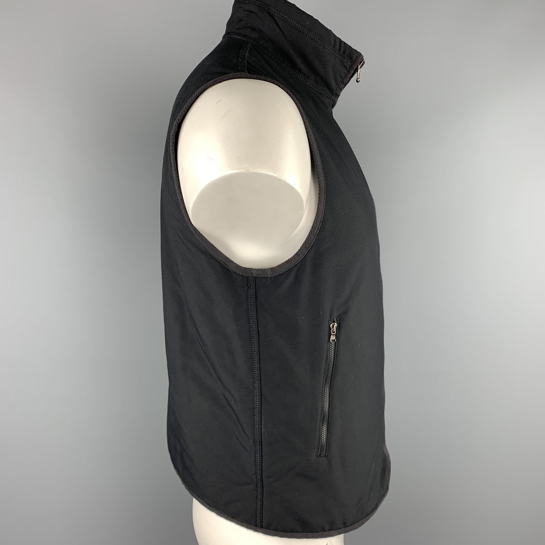EMPORIO ARMANI Size 40 Black Polyester Zip Up Vest