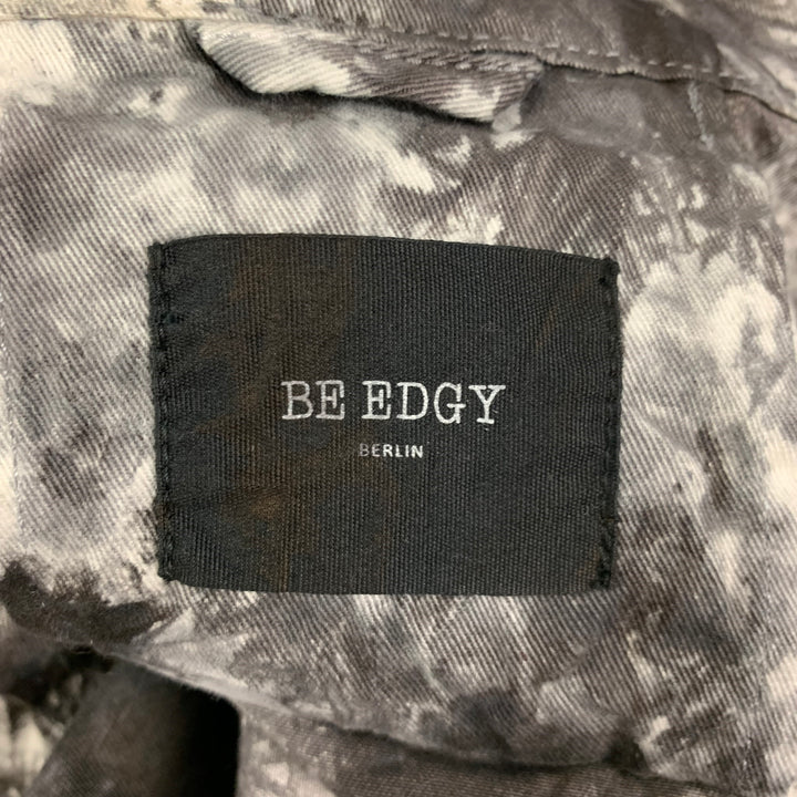 BE EDGY Size XL Black White Tie Dye Cotton Zip Up Jacket