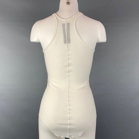 RICK OWENS ANTHEM S/S 11 Size 6 White Viscose / Silk Curved Hem Tank Top