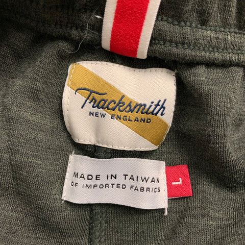 TRACKSMITH Size L Olive Wool Blend Elastic Waistband Casual Pants
