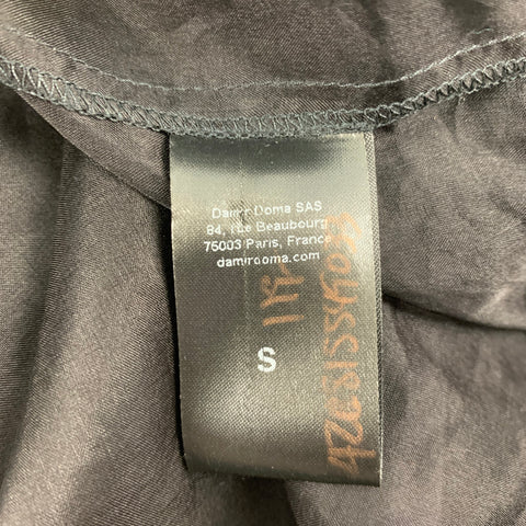 SILENT by DAMIR DOMA Size S Black See-Through Silk V-Neck T-shirt