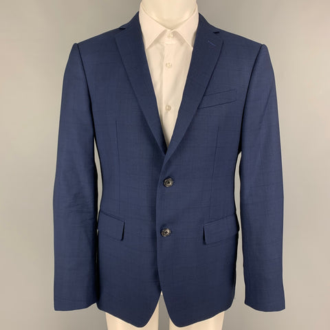JOHN VARVATOS * U.S.A. Size 40 Short Navy Window Pane Wool Sport Coat
