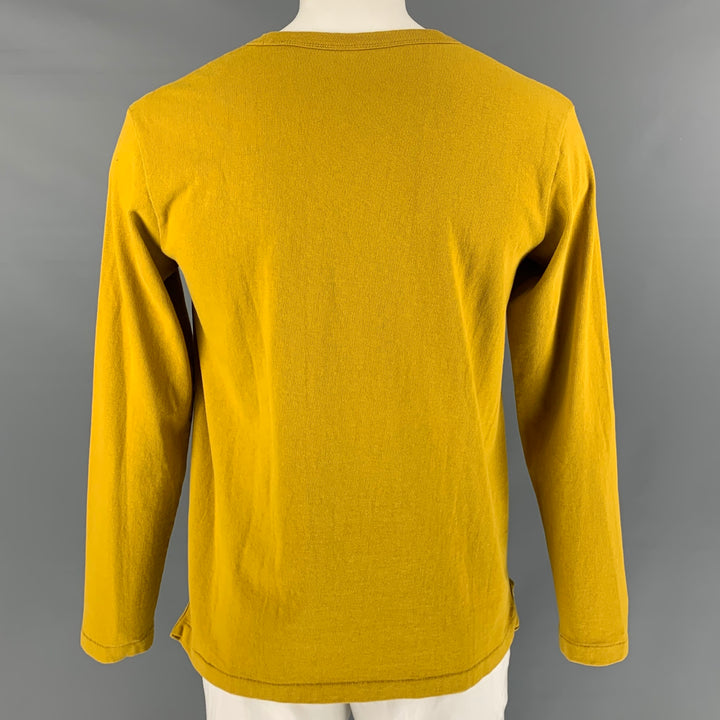 CHAMPION Size L Mustard Graphic Cotton Crew-Neck Pullover