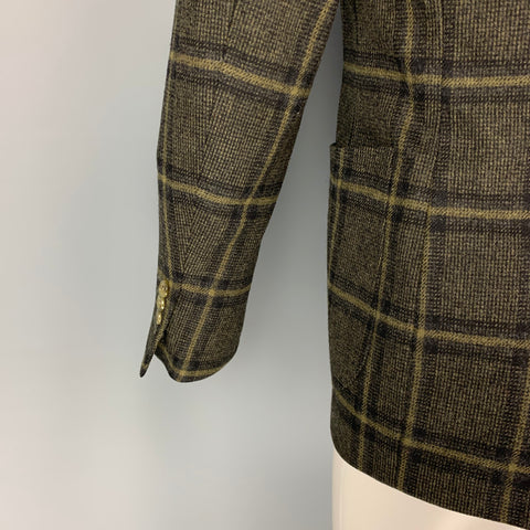 SHIPS Taille S Manteau de sport à revers à carreaux olive noir