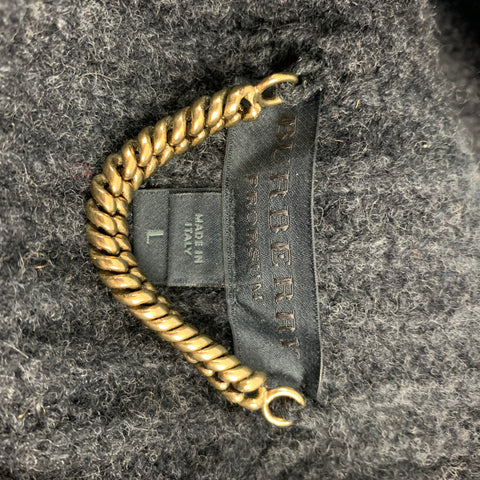 BURBERRY PRORSUM Fall 2012 Size L Charcoal Beaded Wool / Cashmere Owl Mock Neck Sweater