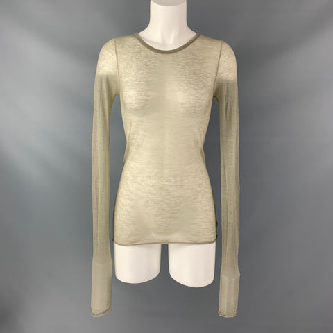 JEAN COLONNA Size M Green Cashmere Solid Long Sleeve T-Shirt