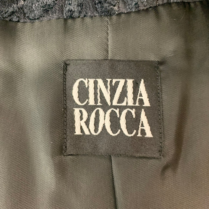 CINZIA ROCCA Size 6 Black Viscose Blend Jacquard Coat