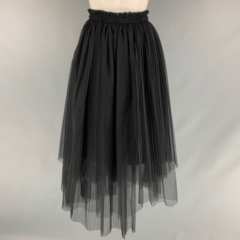 MSGM Size 8 Black Polyamide See Through A-Line Skirt
