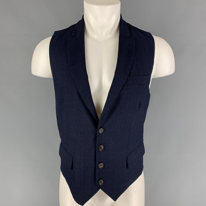 BRUNELLO CUCINELLI Size 40 Navy Wool Side Tabs Vest