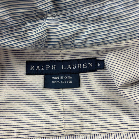 RALPH LAUREN Blue Label Taille 6 Blouse à manchette française en coton bleu et blanc