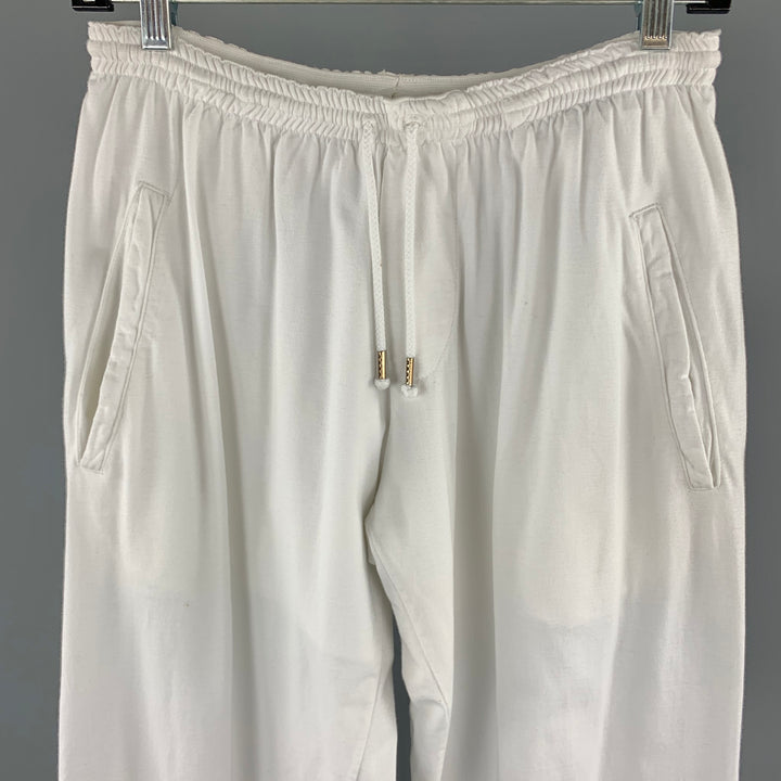 DSQUARED2 Size 30 Tuff Pup White Cotton Graphic Sweatpants