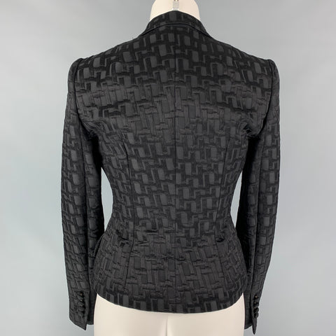 DOLCE & GABBANA Size 4 Black Jacquard Nylon / Silk Textured Jacket