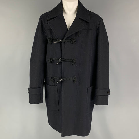 MARTIN MARGIELA Size 40 Navy Solid Wool Toggle Closure Coat