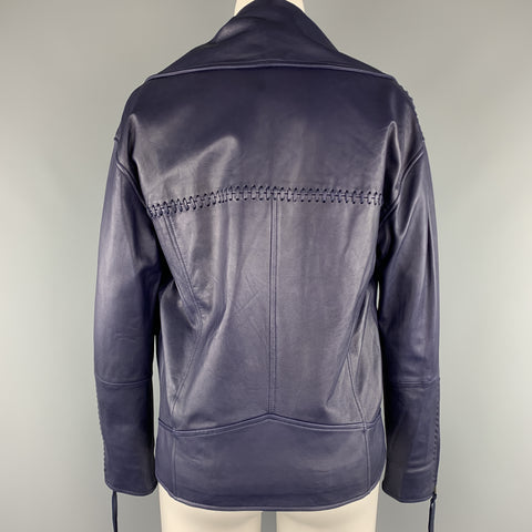 REBECCA MINKOFF Taille XS Veste de motard en cuir d’agneau bleu marine
