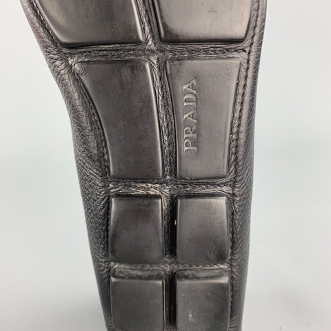 PRADA Size 8.5 Black Leather Drivers Loafers
