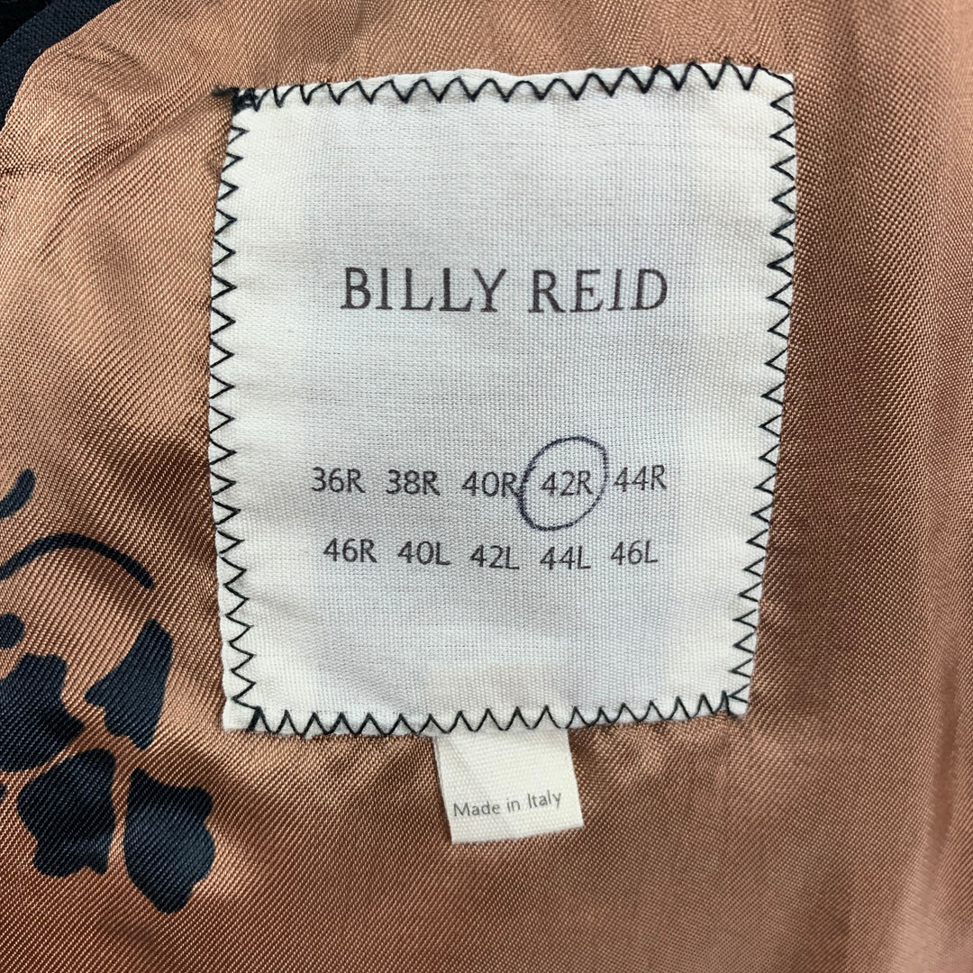 BILLY REID Size 42 Regular Black Velvet Cotton Peak Lapel Sport Coat