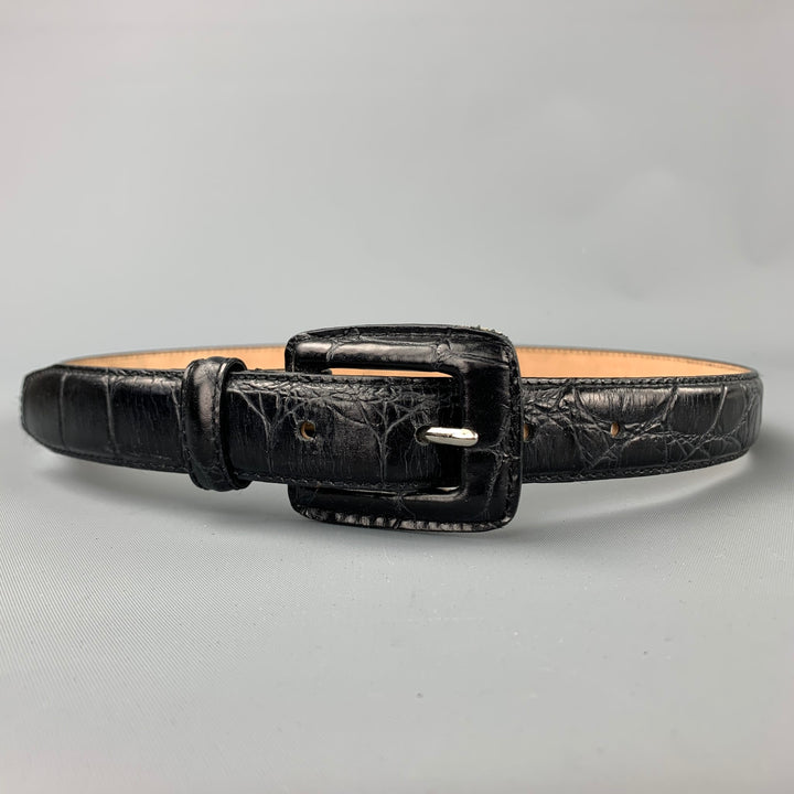 WCM NEW YORK Size S Black Embossed Leather Belt