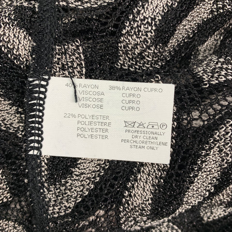 MISSONI Size 6 Black & Silver Knitted Viscose Blend Open Front Coat