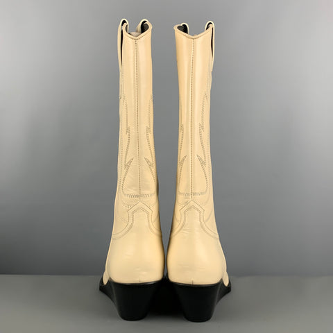 CELINE Size 8 Beige Leather Boots