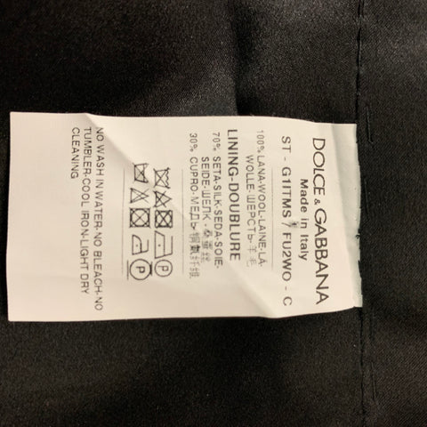 DOLCE & GABBANA Chest Size 46 Black Solid Wool Buttoned Vest (Formal)