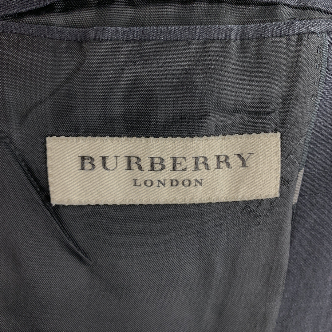 BURBERRY LONDON Size 44 Black Plaid Cotton Blend Notch Lapel Sport Coat