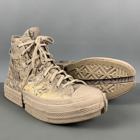 CONVERSE Size 10.5 Olive Canvas High Top Sneakers