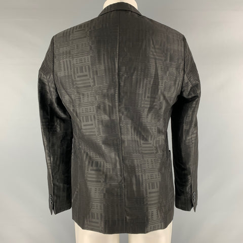 EMPORIO ARMANI Taille 38 Manteau de sport à revers en laine noire mélangée