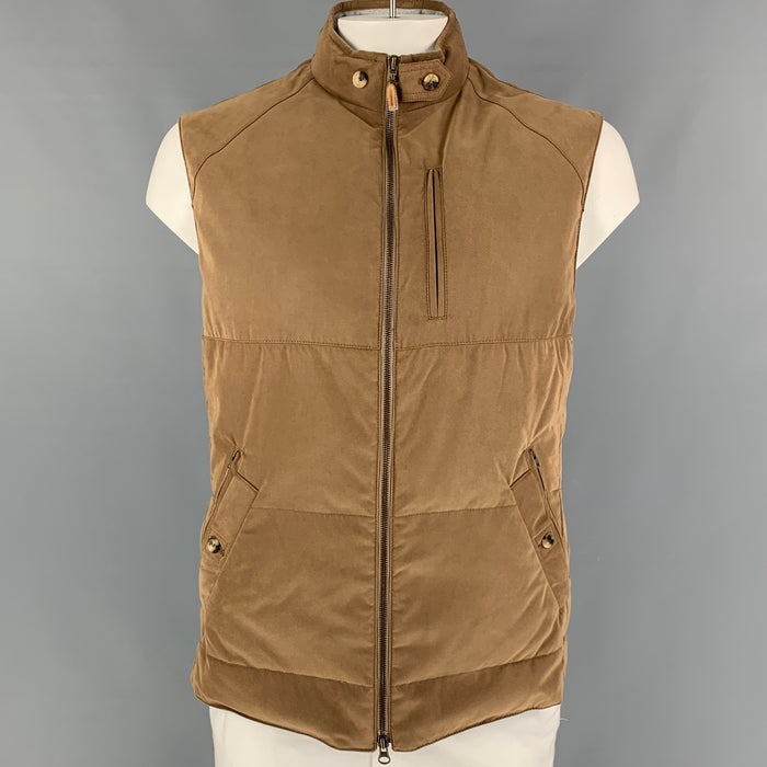 BRUNELLO CUCINELLI Size XL Brown Quilted Polyester Nylon Vest